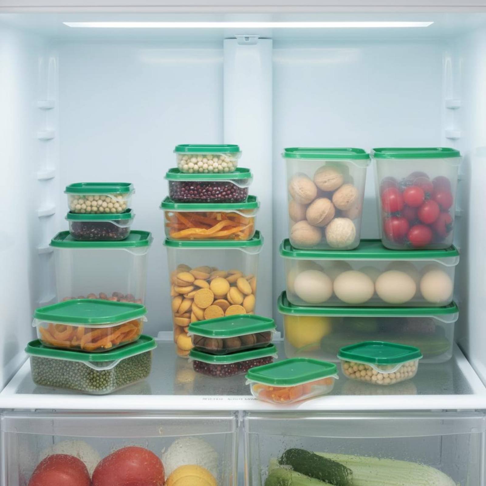 Set Food Storage - 17-teiliges Kühlschrank-Aufbewahrungsbox-Set Auslaufsichere Plastik-Lebensmittelbehälter mit Deckel