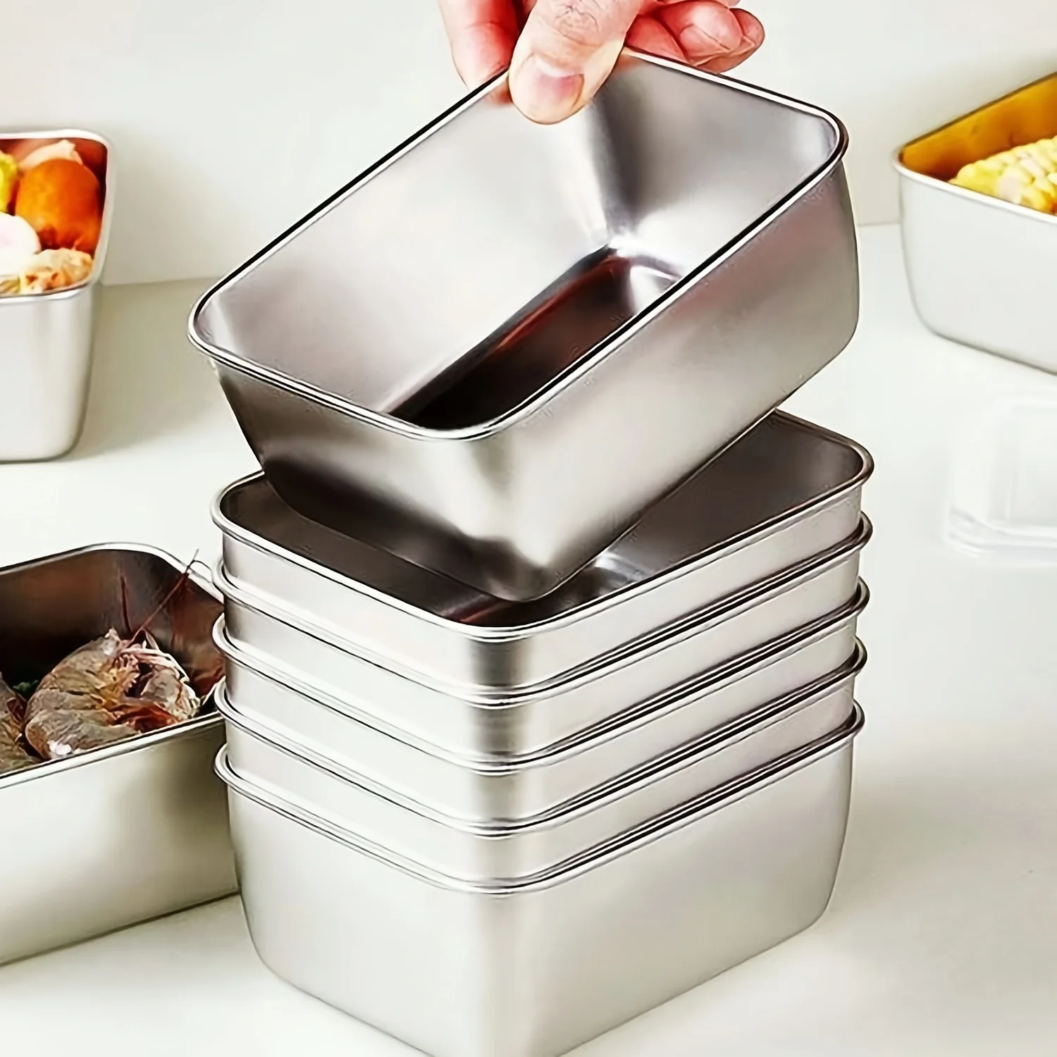 Set Food Storage - Edelstahl-Lebensmittelbehälter-Set mit Deckeln - Auslaufsicher, stapelbar