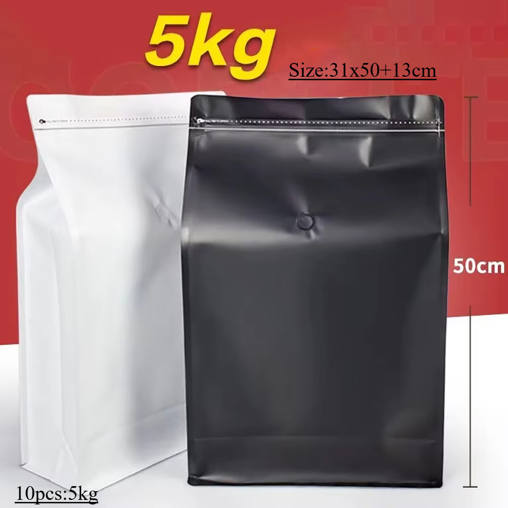 Food Storage Zip Lock Bags - 10 Stück 5 kg Druckverschluss-Kaffeebohnenpulver, Tiernahrung,