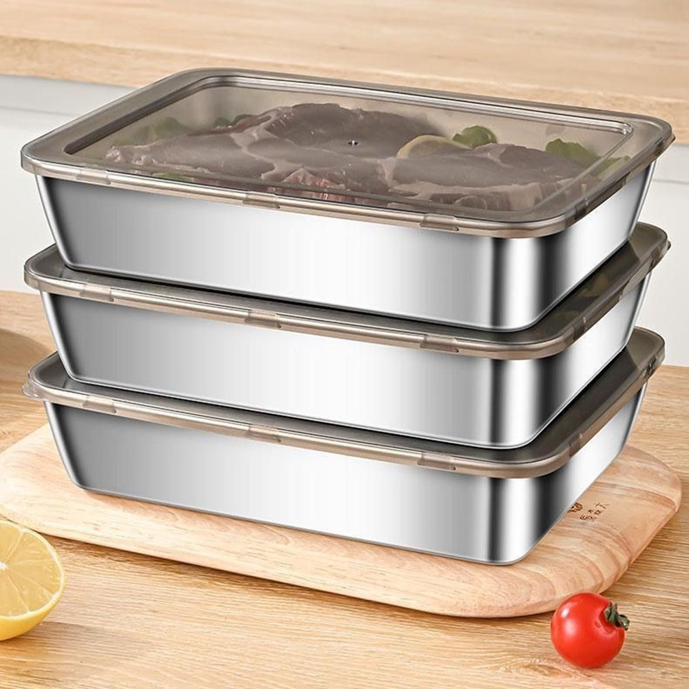 Set Food Storage - 2026 3-teiliges/5-teiliges Edelstahl-Lebensmittelaufbewahrungsset mit Auslaufsicheren Deckeln,