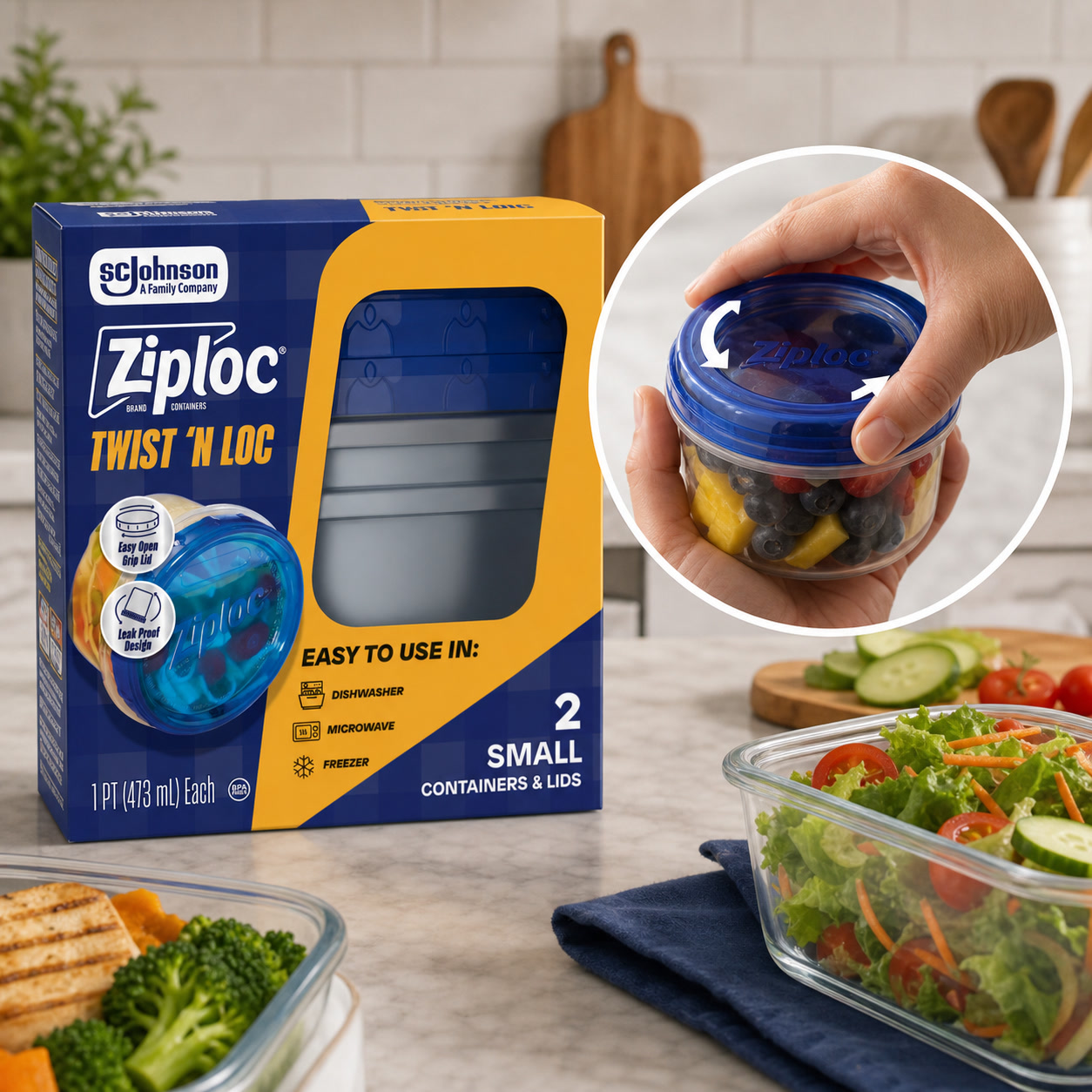 Food Storage Prep Containers - 2-teilige kleine Lebensmittelbehälter mit Drehverschluss, auslaufsichere