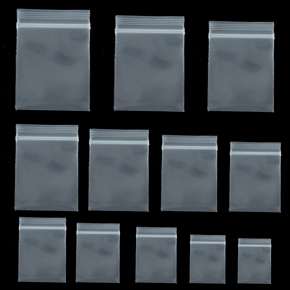 Food Storage Zip Lock Bags - 100 Stück transparente Mini-kleine Kunststoff-Reißverschluss-Beutelverschluss, wiederverschließbar,