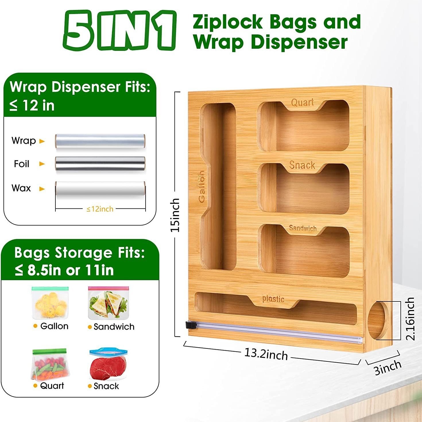 Food Storage Zip Lock Bags - Bambus Ziplock Lebensmittel Tasche Halter Kompatibel