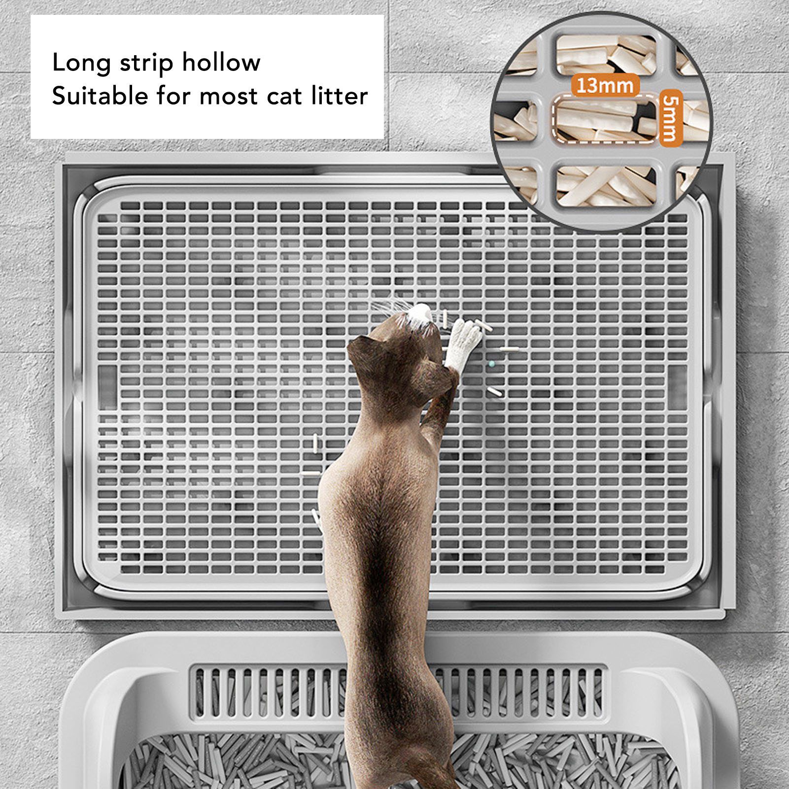 Food Storage With Scoop - Katzenstreu-Auffangmatte Geräumige Doppelschichtige Waschbare Rutschfeste Unterlage