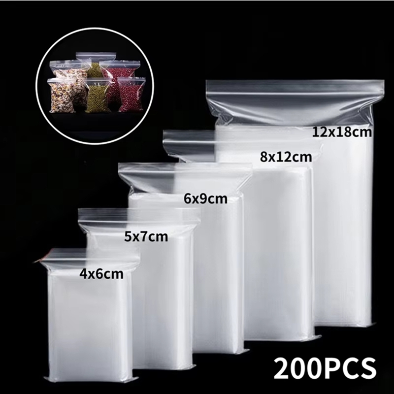 Food Storage Zip Lock Bags - 100 Stück Transparente Zip-Beutel für Lebensmittel