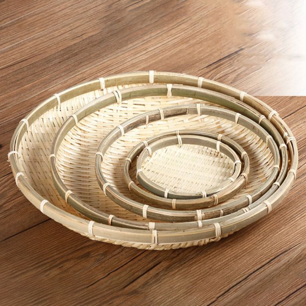 Bread Box Bamboo - Handgefertigtes gewebtes Bambus-Tablett aus Bambus, runder,