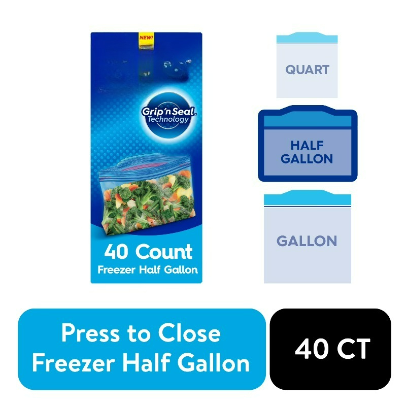 Food Storage Brands - Brand Freezer Halbe Gallone Lebensmittel-Aufbewahrungsbeutel, Grip