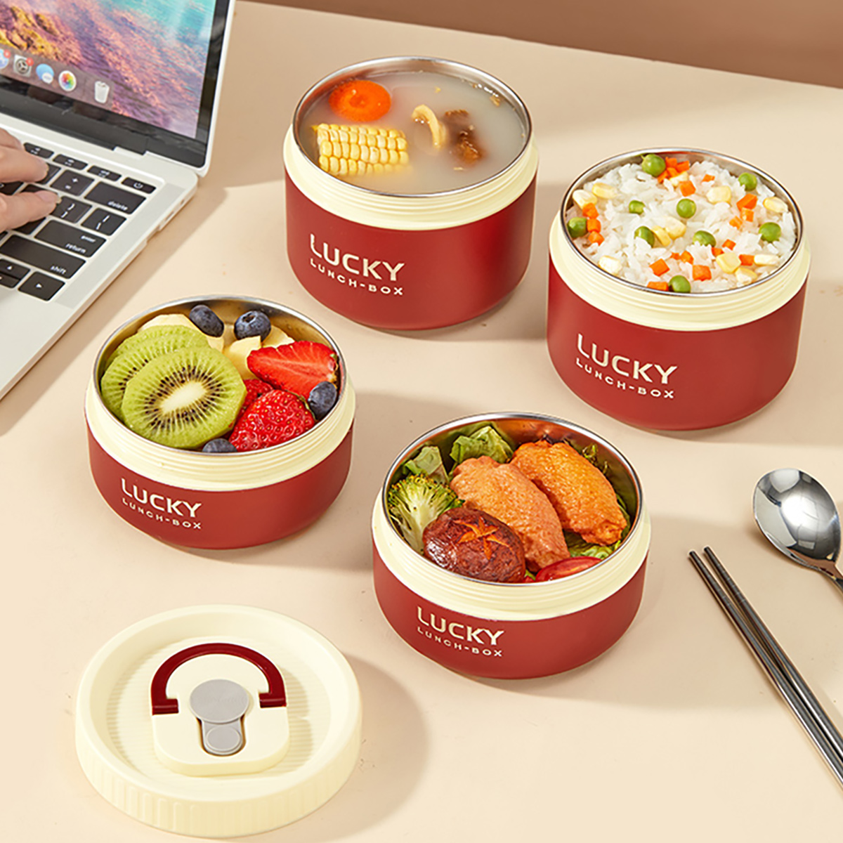 Thermo-Bento-Box aus Edelstahl – Food Storage With Scoop Bewertung und Preis