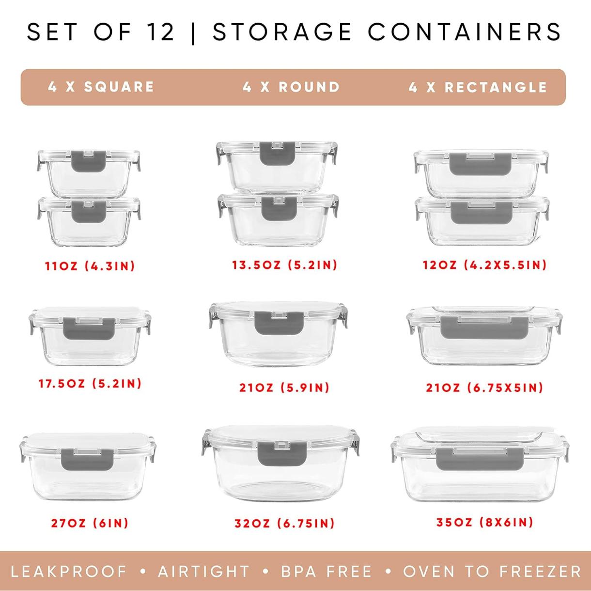 24-teiliges Set aus Borosilika – Food Storage Containers Tupperware Bewertung und Preis